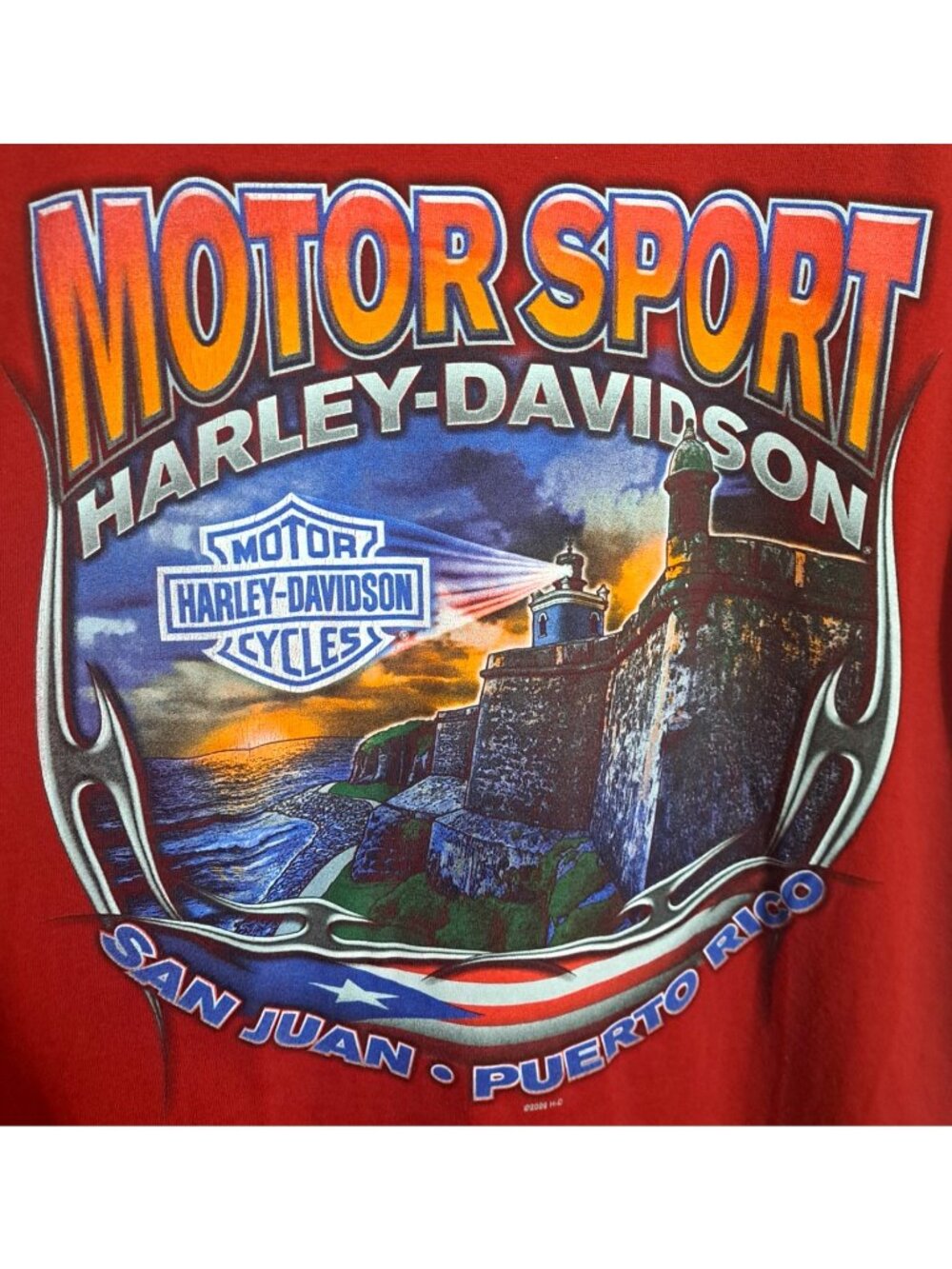 Harley-Davidson Men L Red Short Sleeve Pocket T-Shirt San Juan Puerto Rico 2009